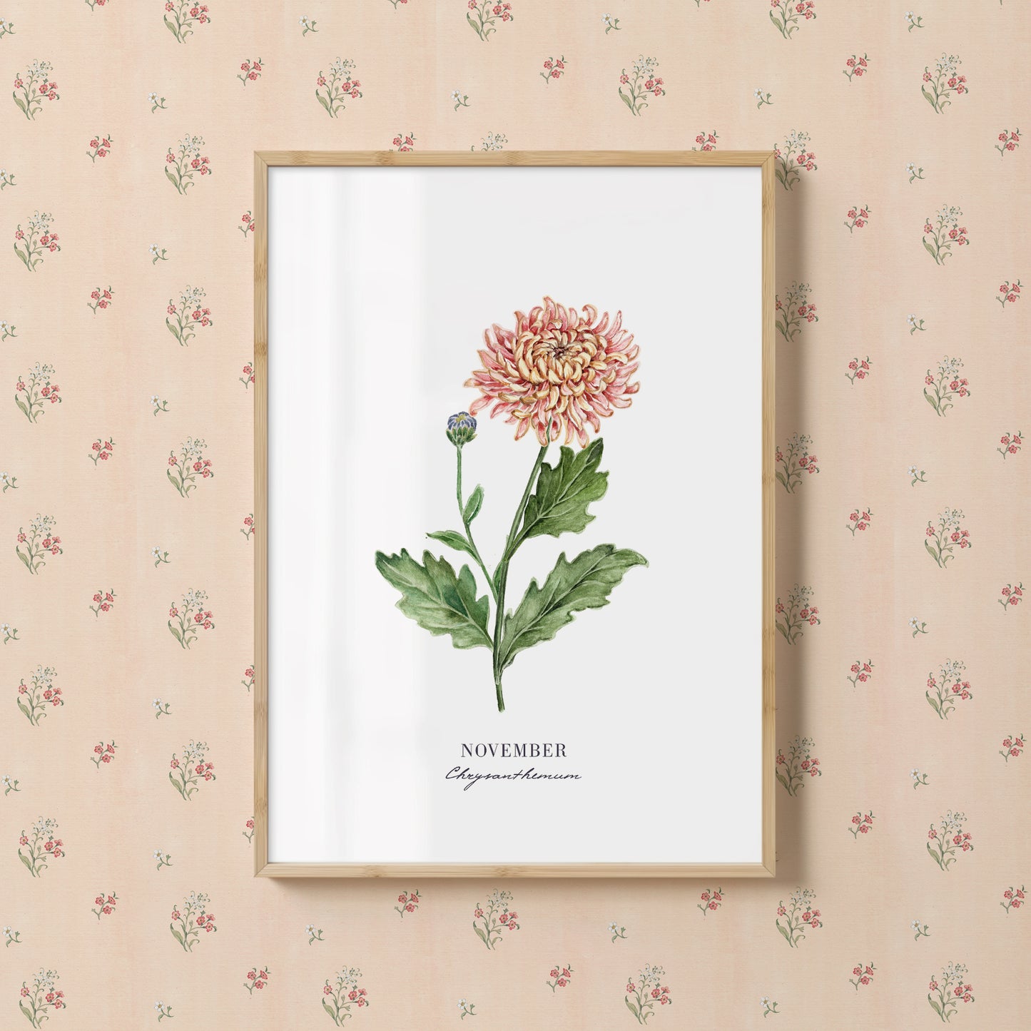 Mums Print - November Birth Flower Print with Names