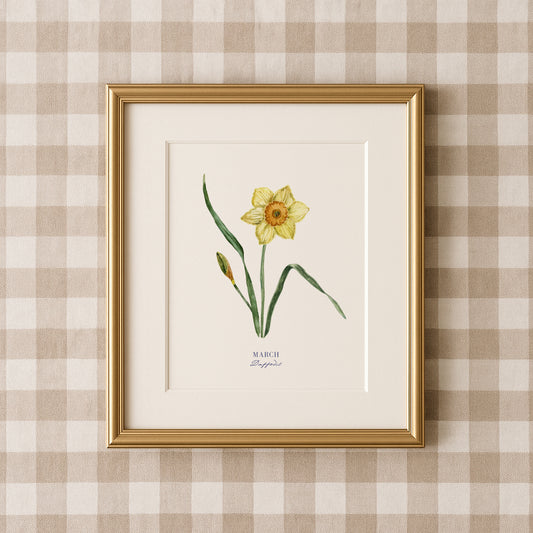 Daffodil Print - March Birth Flower Print with Names