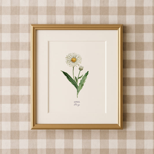 Daisy Print - April Birth Flower Print with Names