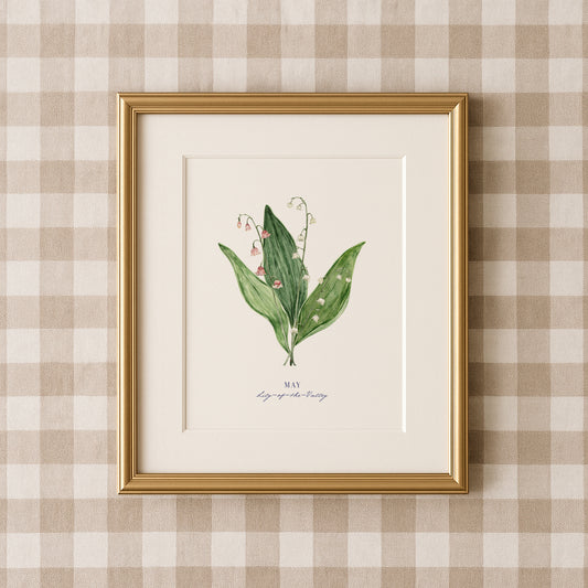 Lily of the Valley Print - May Birth Flower Print with Names