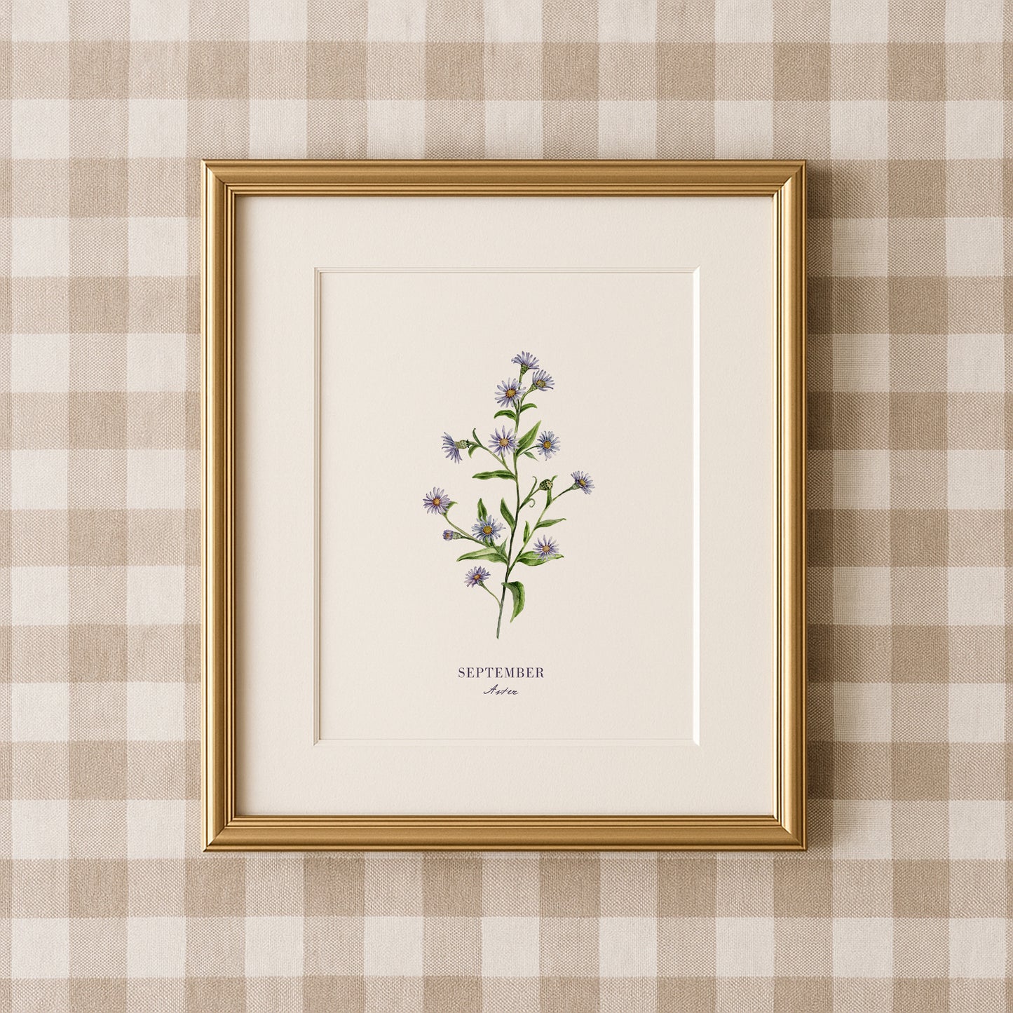 Aster Print - September Birth Flower Print with Names