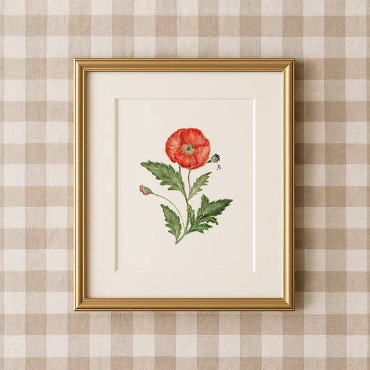Poppy Print - August Birth Flower Print with Names