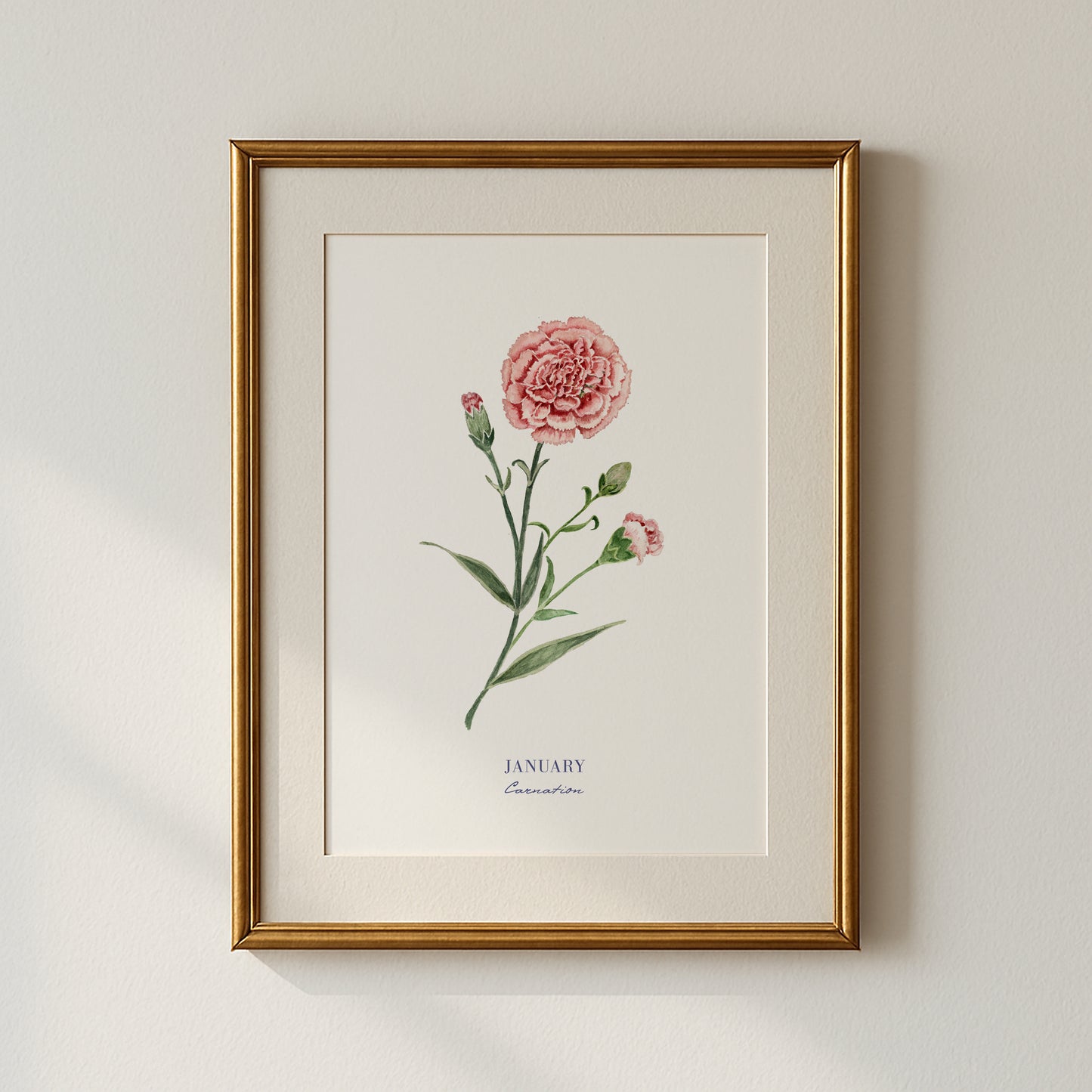 Carnation Print - January Birth Flower Print with Names