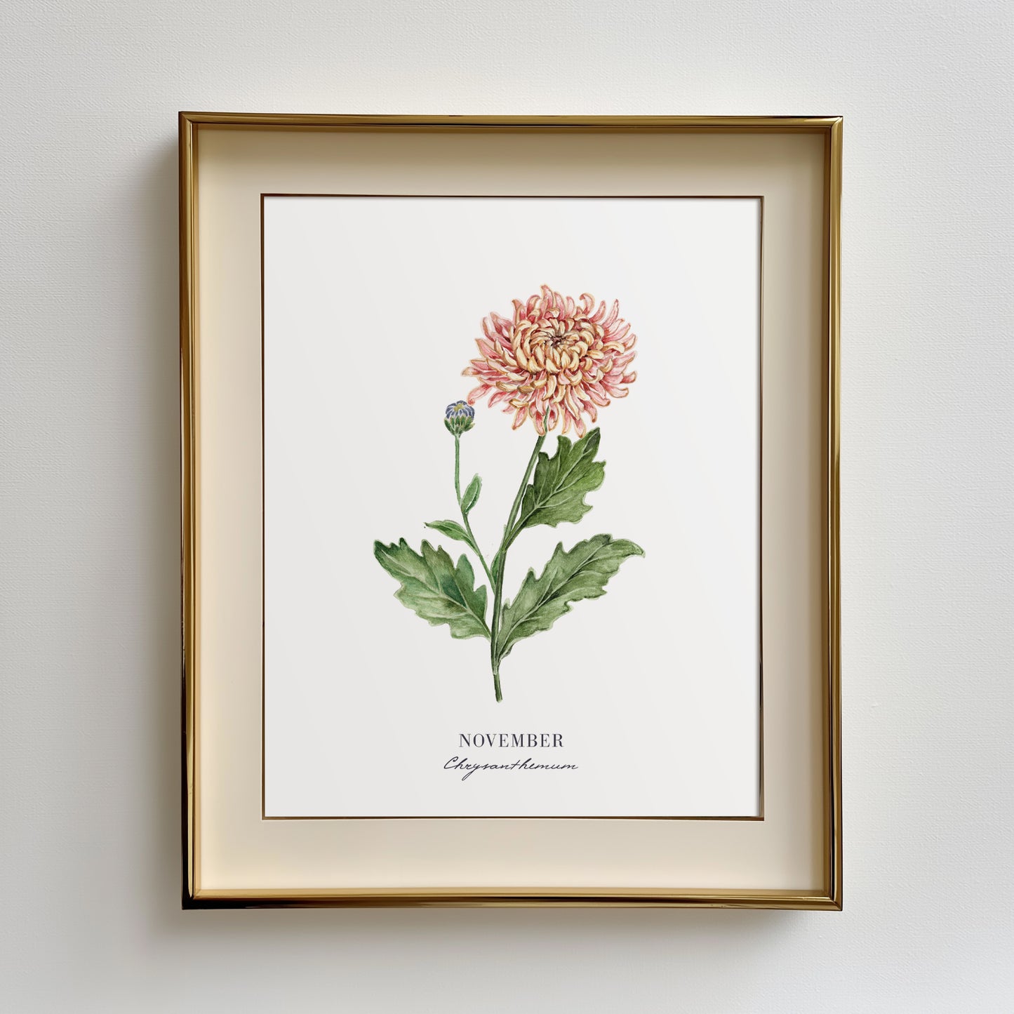 Mums Print - November Birth Flower Print with Names