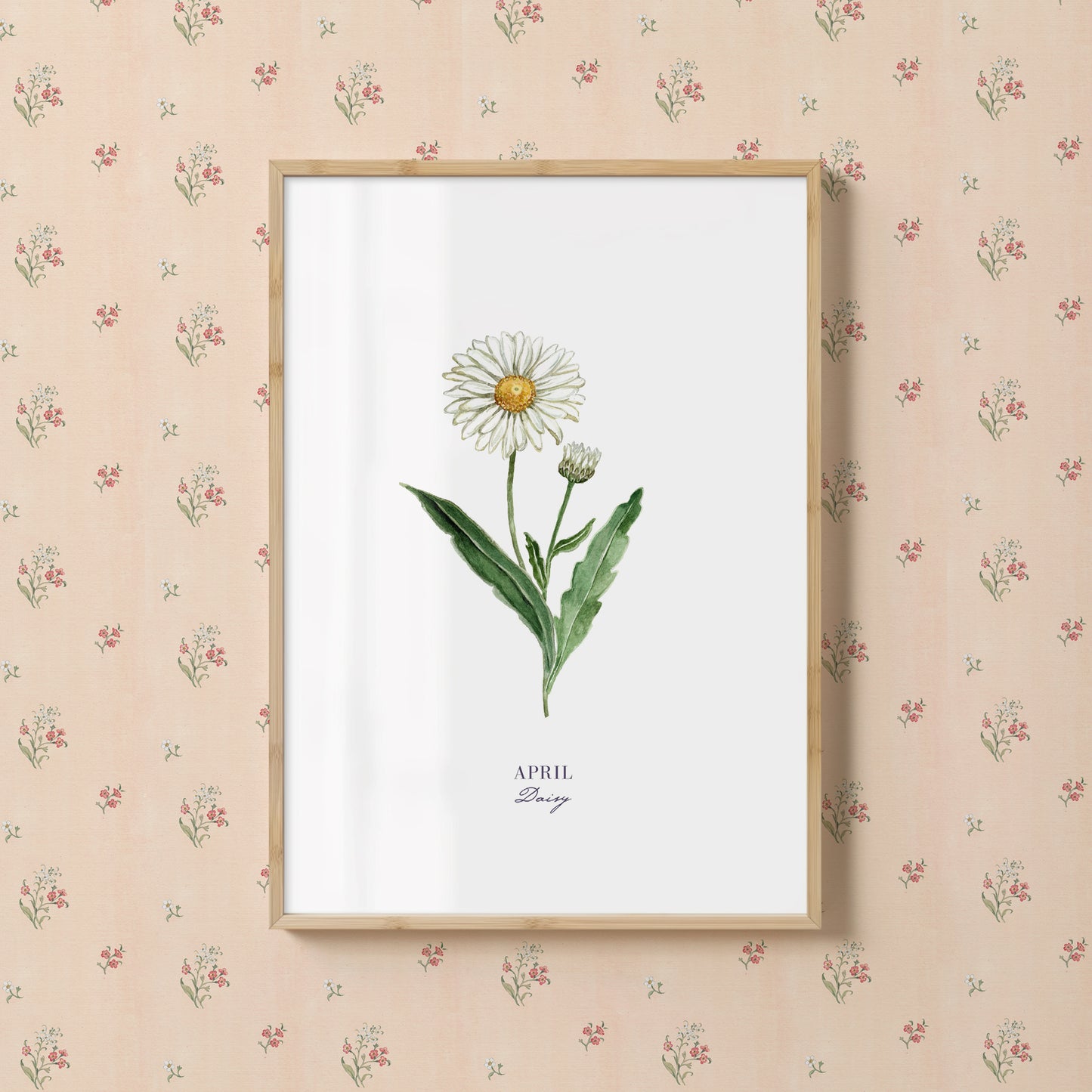 Daisy Print  - April Birth Flower Print with Names
