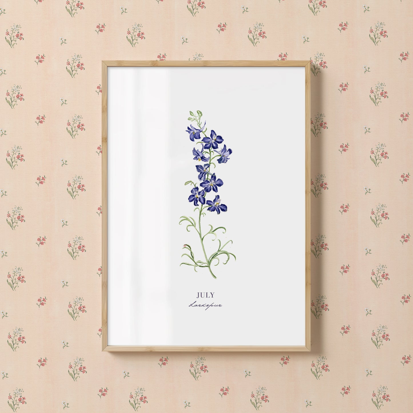 Larkspur Print - July Birth Flower Print with Names