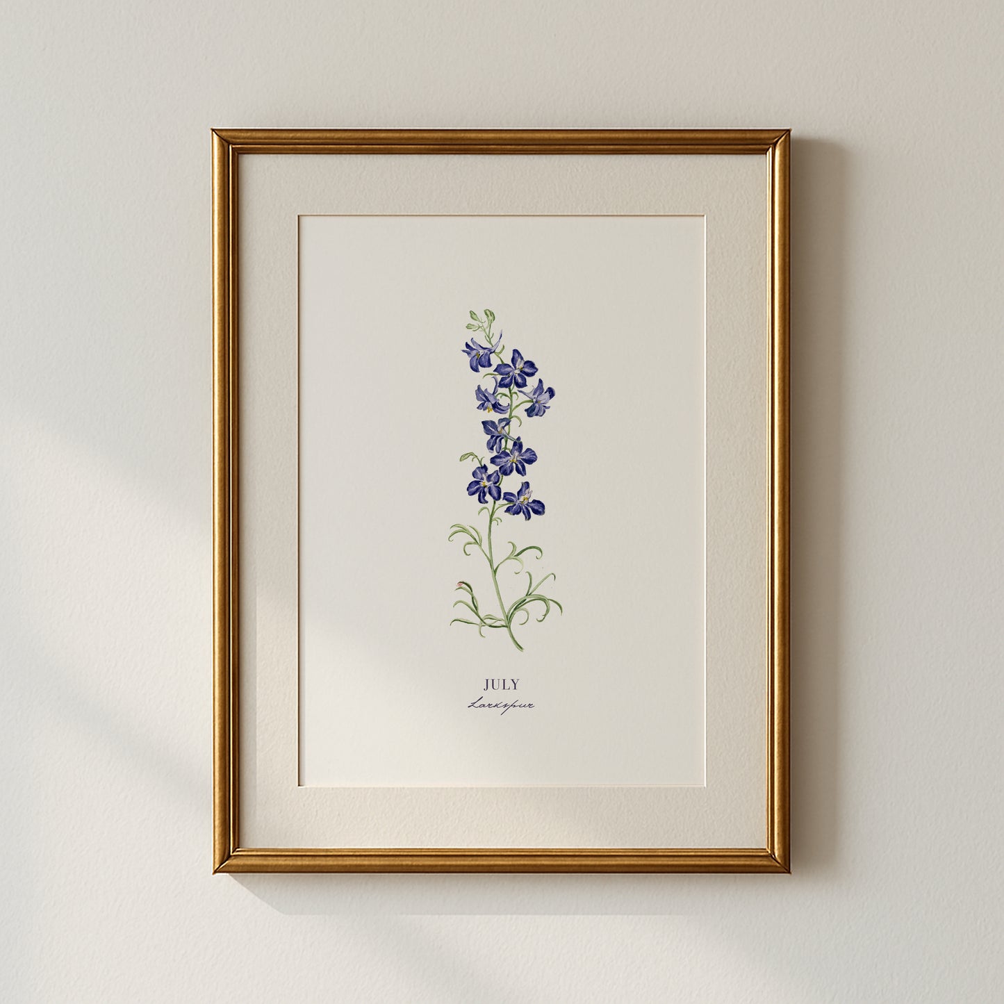 Larkspur Print - July Birth Flower Print with Names