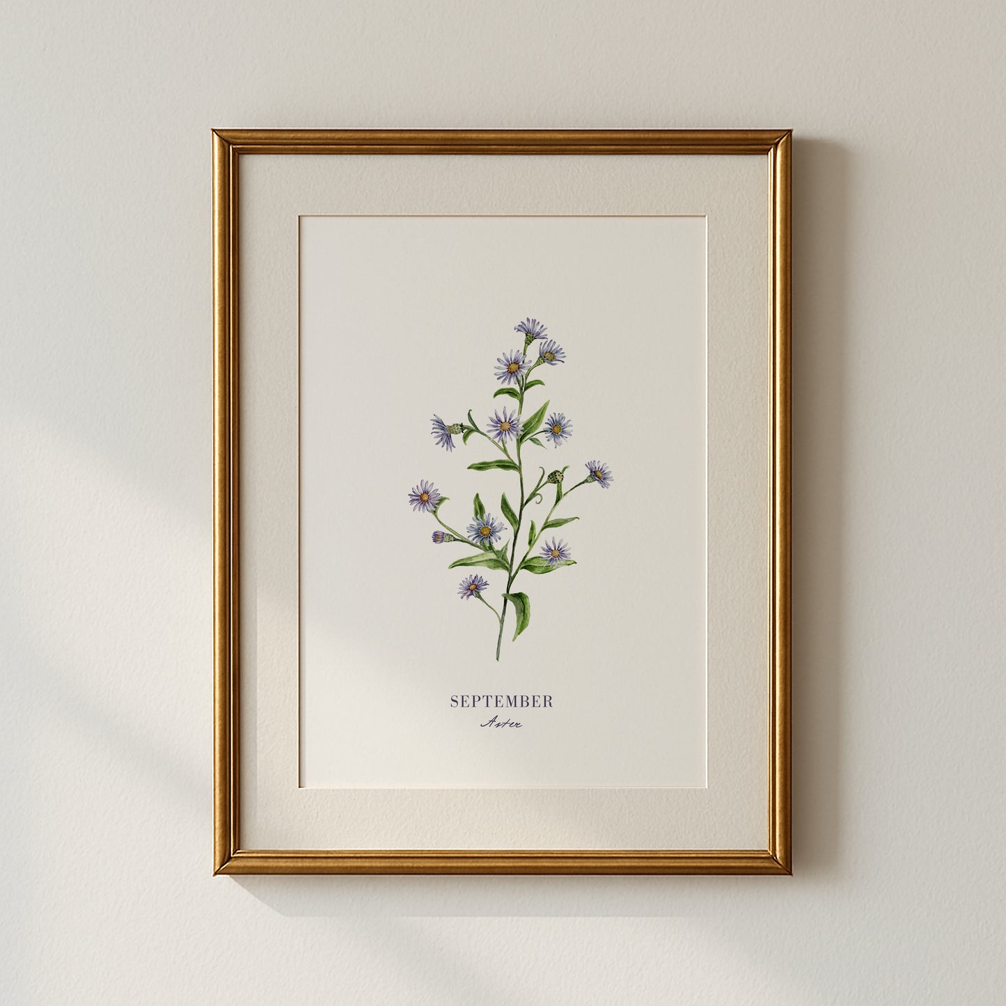 Aster Print - September Birth Flower Print with Names