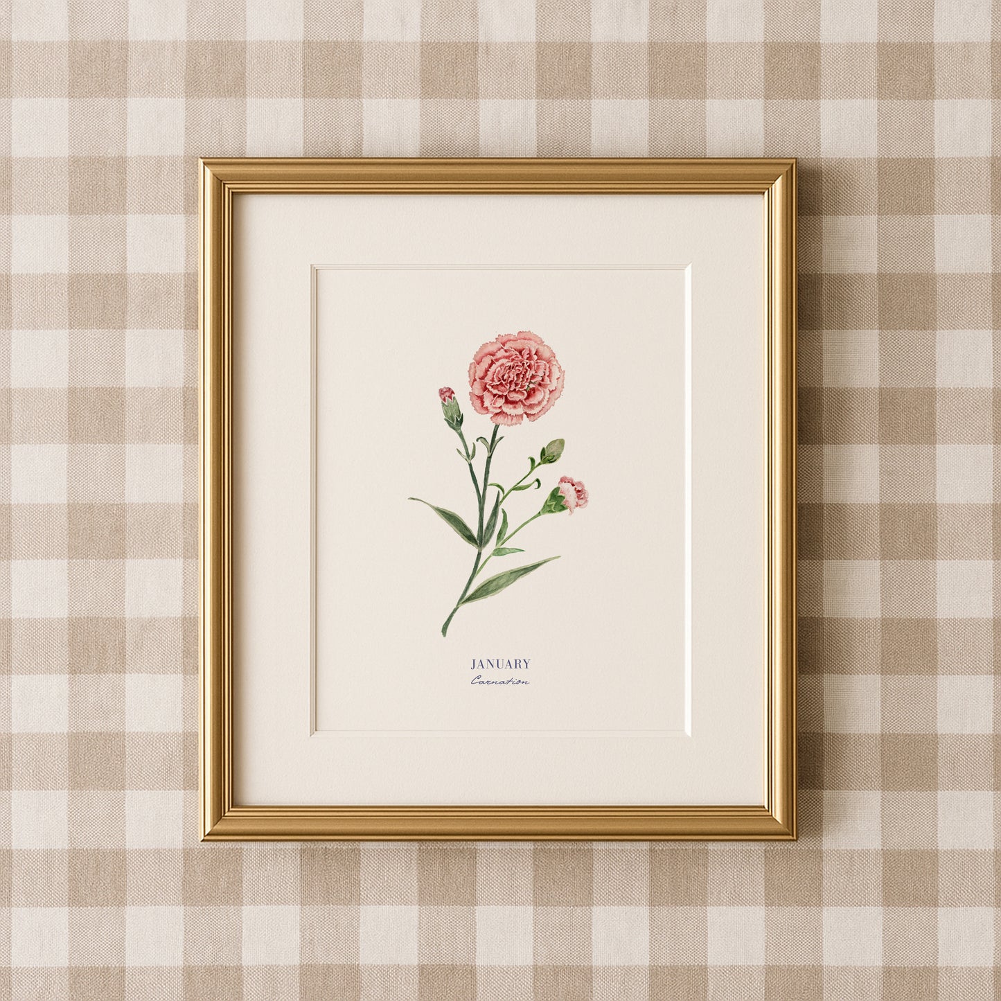 Carnation Print - January Birth Flower Print with Names