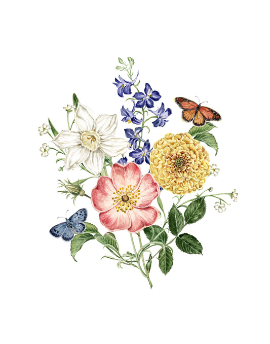 Custom Birth Flowers Print - Family