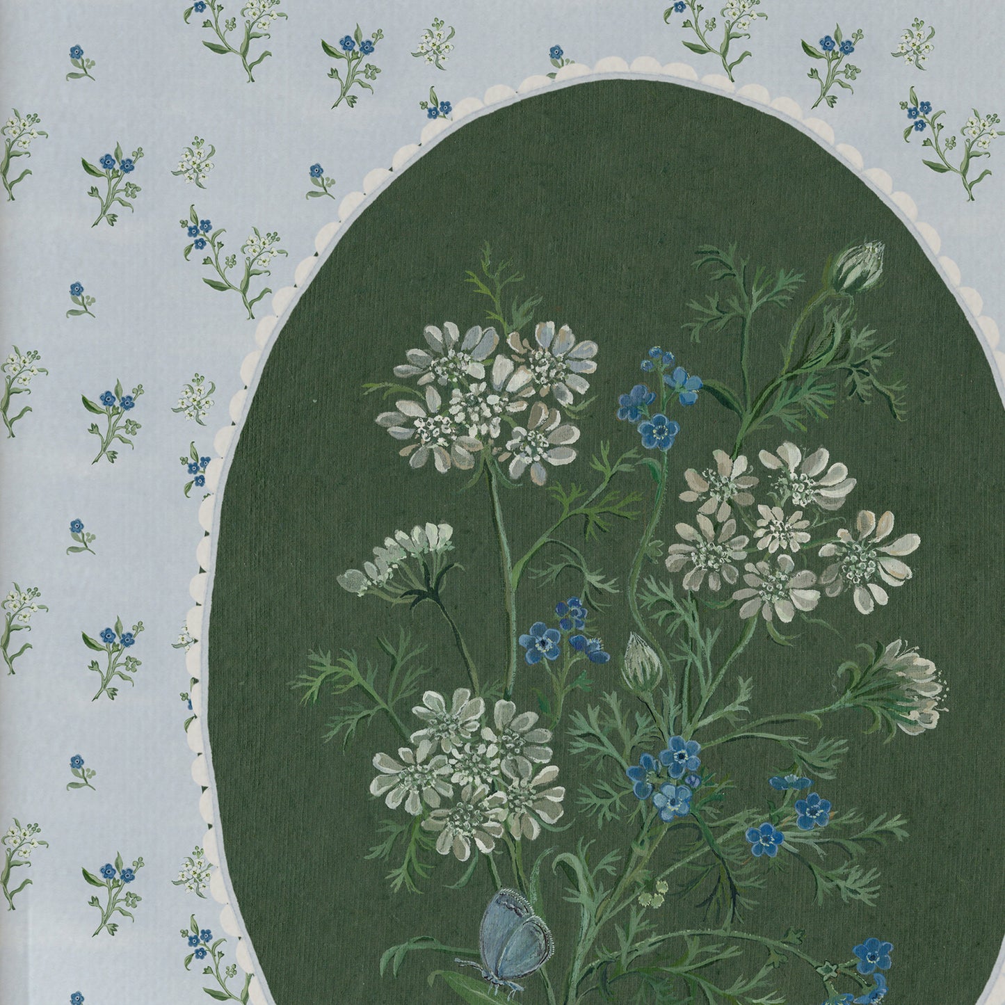 Orlaya and Forget-Me-Not Botanical Art Print
