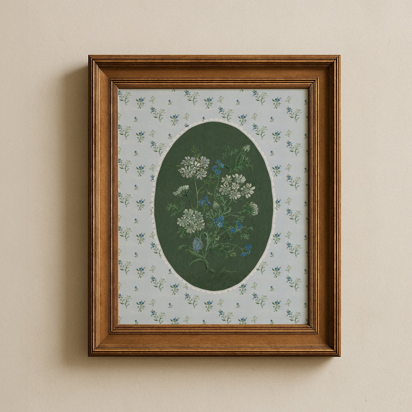 Orlaya and Forget-Me-Not Botanical Art Print